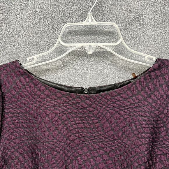 Tahari Dress Women 6 Purple Sheath Short Sleeve round neck lined back zipped - Picture 6 of 16
